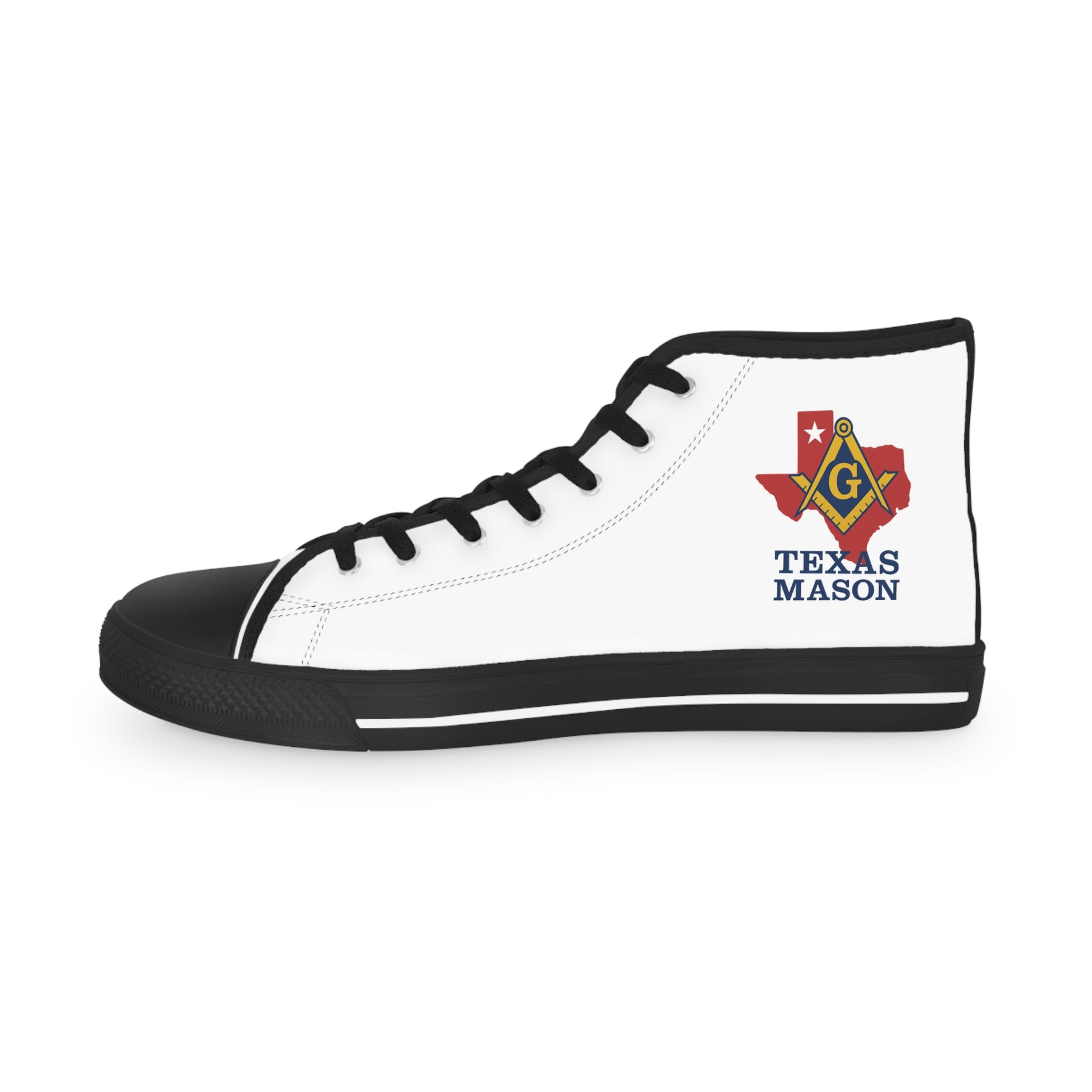 Master Mason Blue Lodge Sneaker - High Top Black & White Sole Texas Mason - Bricks Masons
