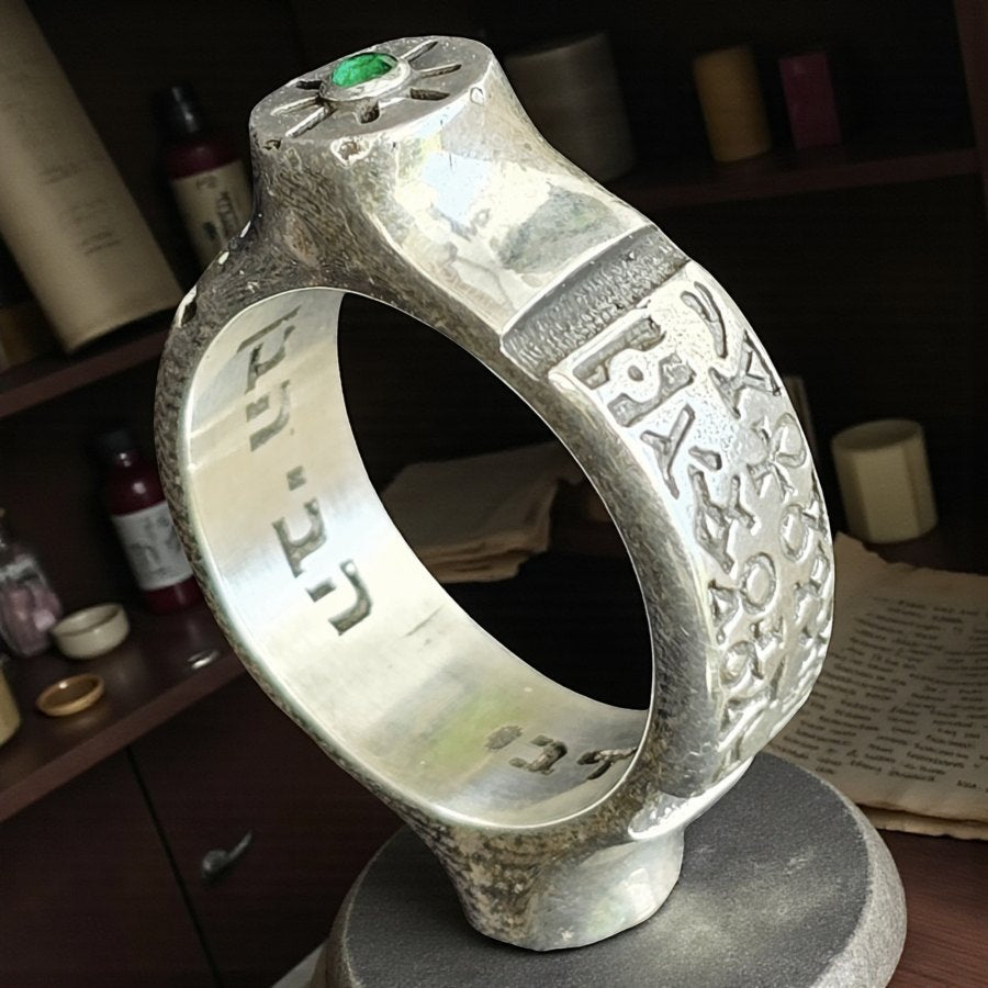 King Solomon Saint Cyprian Ring 20 gr Thick Model 0.9 cm in Silver Art 1702 - Bricks Masons
