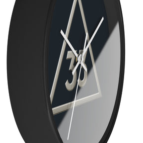 33rd Degree Scottish Rite Clock - Silver Triangle with 33 on Wooden Frame - Bricks Masons