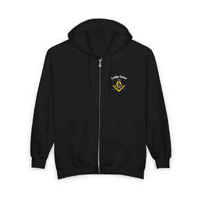 Master Mason Blue Lodge Hoodie - Zip Up Jacket S&C G with Customization - Bricks Masons