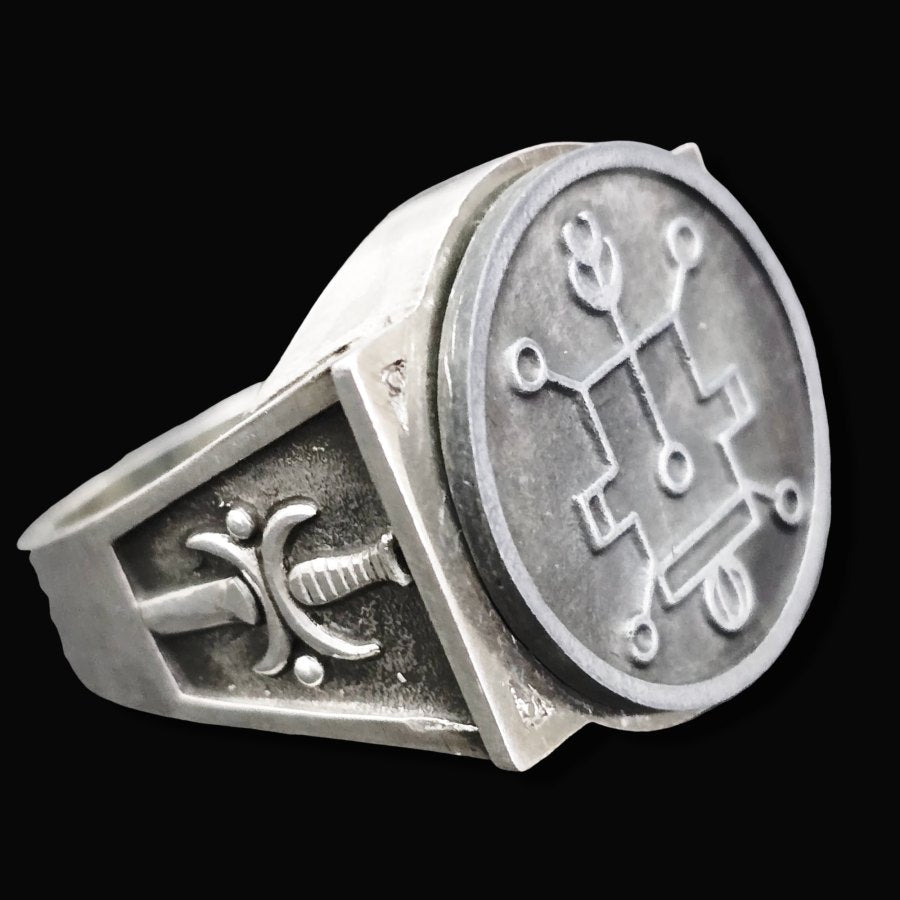Demon Ring 3 Prince Vassago 72 Demons Lesser Key of Solomon Goetia In Silver 2.2 cm x 1.8 cm 18 Gr Art 1781 - Bricks Masons