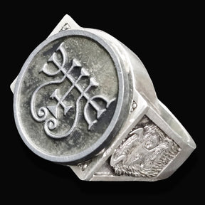 Demon Ring 16 DUKE ZEPAR 72 Demons Lesser Key of Solomon Goetia In Silver 2.2 cm x 1.8 cm 18 Gr Art 1794 - Bricks Masons