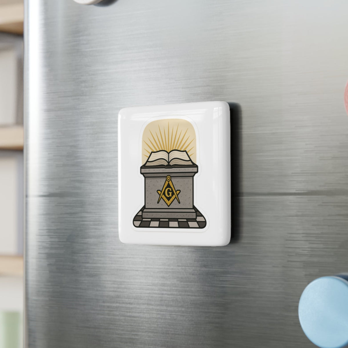 Master Mason Blue Lodge Magnet - Porcelain With Magnet - Bricks Masons