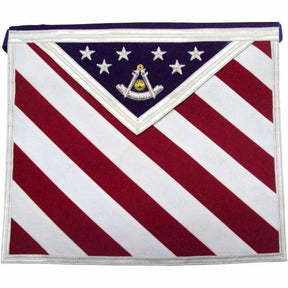 Past Master Blue Lodge Apron - US Flag White, Red & Blue Velvet