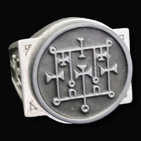 Demon Ring 52 DUKE ALLOCES 72 Demons Lesser Key of Solomon Goetia In Silver 2.2 cm x 1.8 cm 18 Gr Art 1830 - Bricks Masons