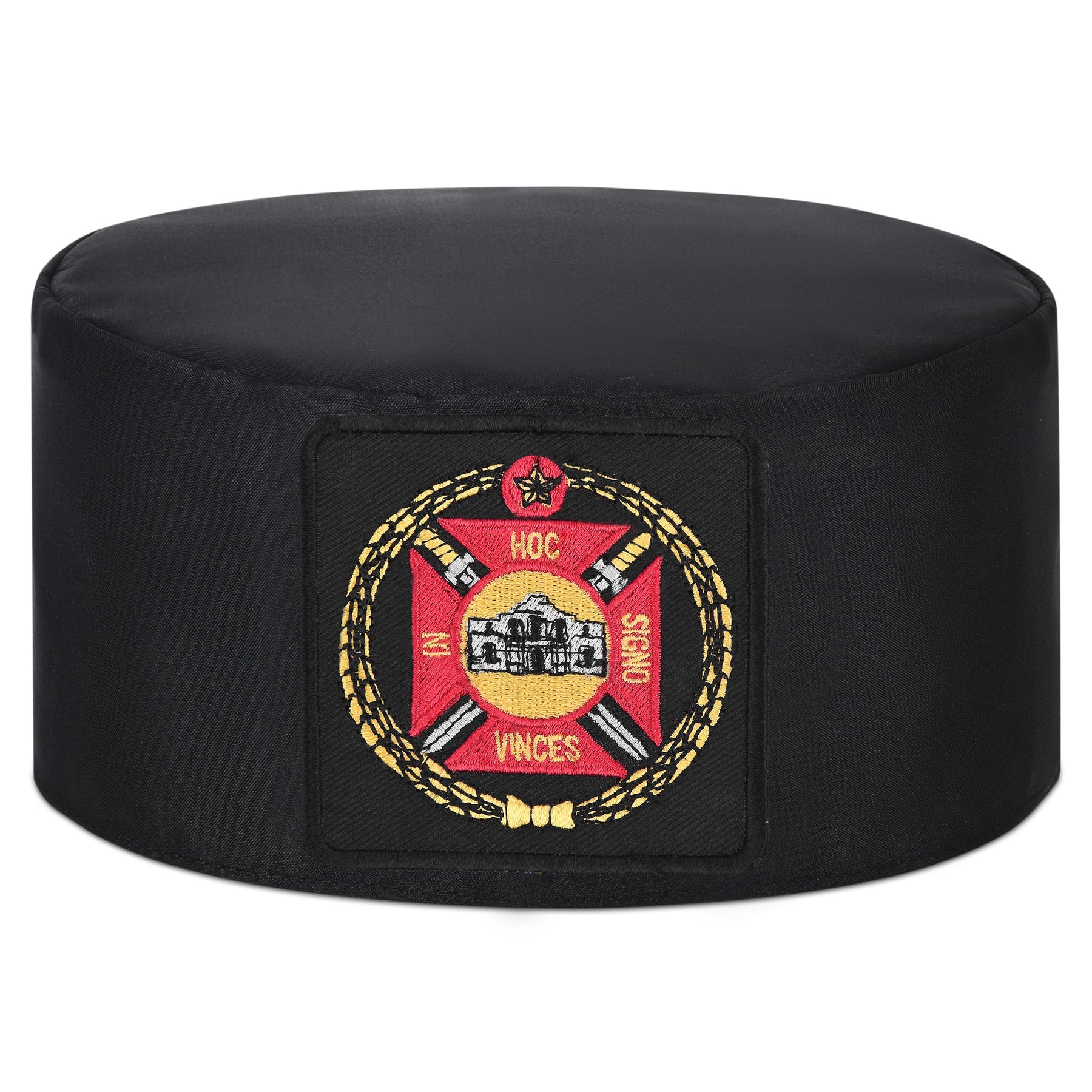 Knights Templar Commandery Crown Cap - Black Patch With Purple & Gold Emblem - Bricks Masons