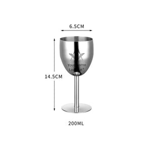 Master Mason Blue Lodge Wine Glass - Stainless Steel Customizable - Bricks Masons