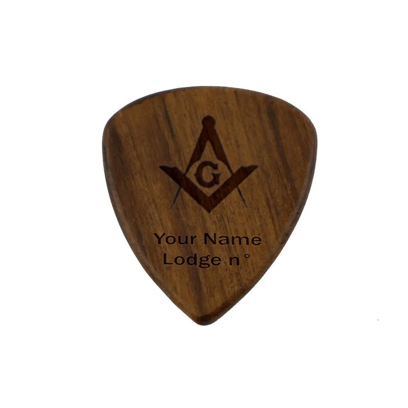 Master Mason Blue Lodge Wood Guitar Pick - Acoustic Electric Bass - Bricks Masons