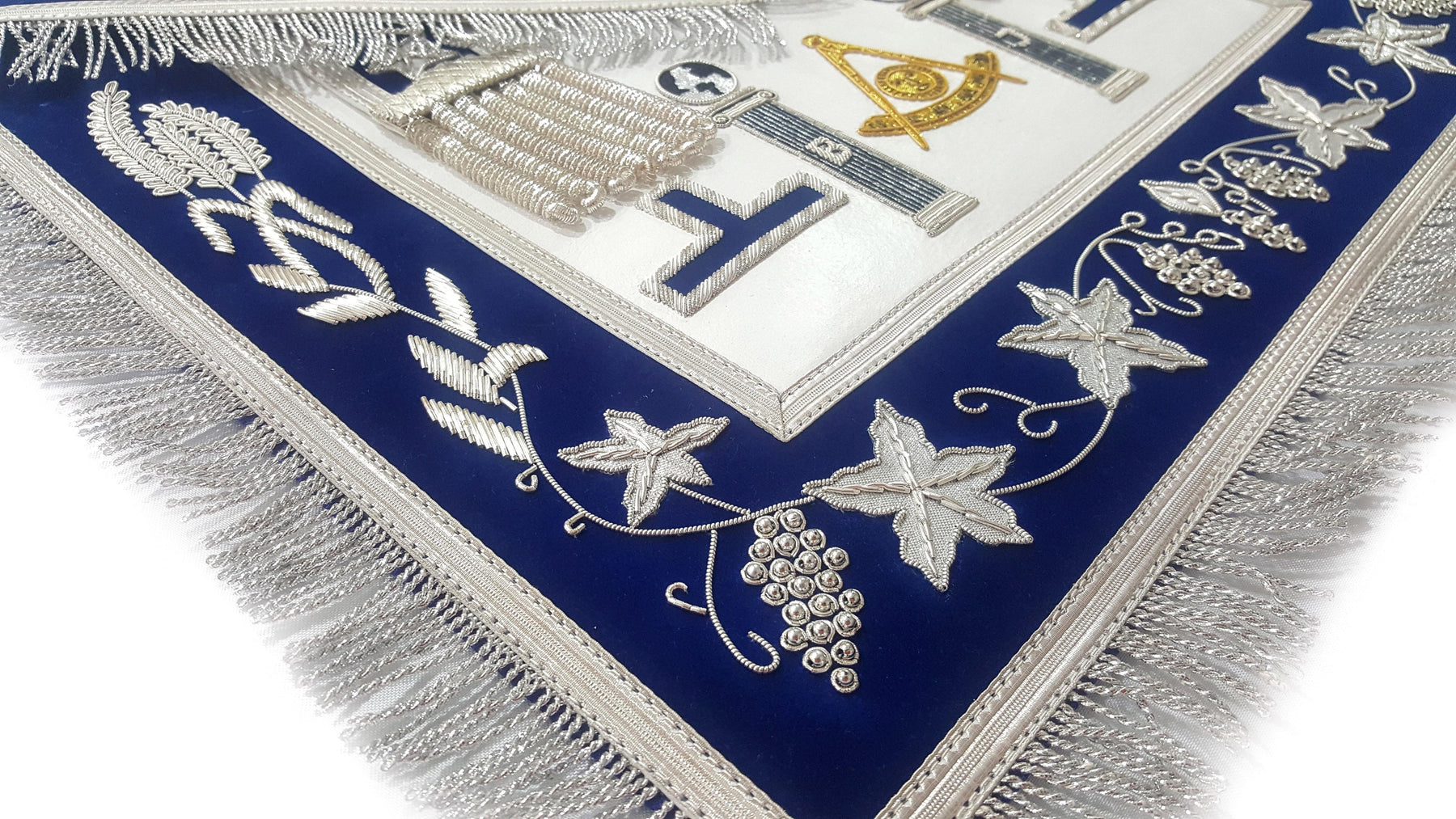 Past Master Blue Lodge California Regulation Apron - Gold & Silver