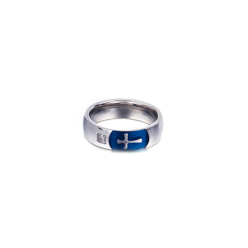 Knights Templar Commandery Ring - Blue With Simple Cross - Bricks Masons