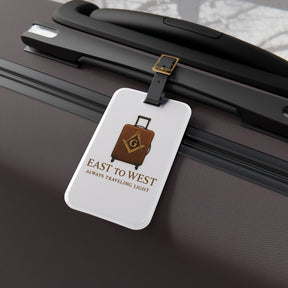 Master Mason Blue Lodge Luggage Tag - Traveling Light With Black Leather Strap - Bricks Masons