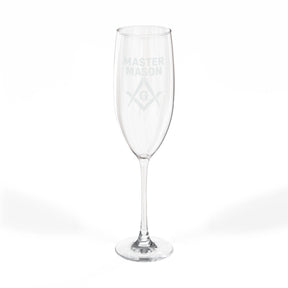 Master Mason Blue Lodge Champagne Flute - Square & Compasses G Emblem