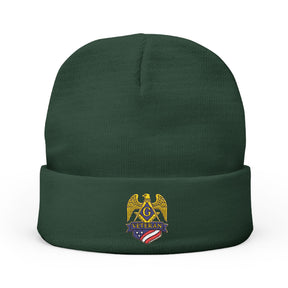 Master Mason Blue Lodge Beanie - Knit Embroidery Veteran Mason Various Colors - Bricks Masons