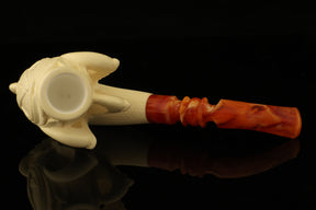 Master Mason Blue Lodge Meerschaum Pipe - Handcrafted Square and Compass G - Bricks Masons