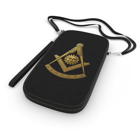 Past Master Blue Lodge Passport Wallet - Gold S&C With Shoulder & Wrist Strap - Bricks Masons