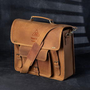 32nd Degree Scottish Rite Briefcase - Genuine Cow Leather - Bricks Masons