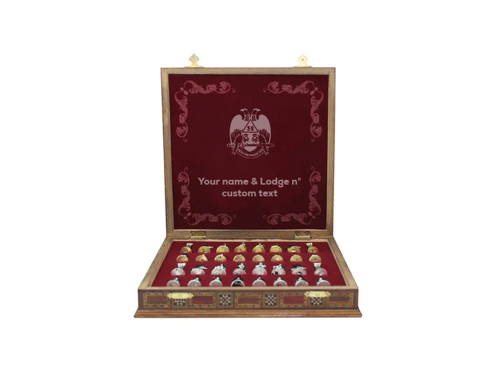 32nd Degree Scottish Rite Chess Set - Wings Down 16.5" (42cm) - Bricks Masons