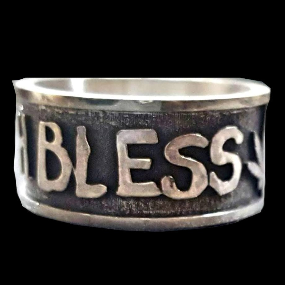 Ring Leon Judah Rastafari Jah Bless Silver 0.8 Cm Art 33 - Bricks Masons
