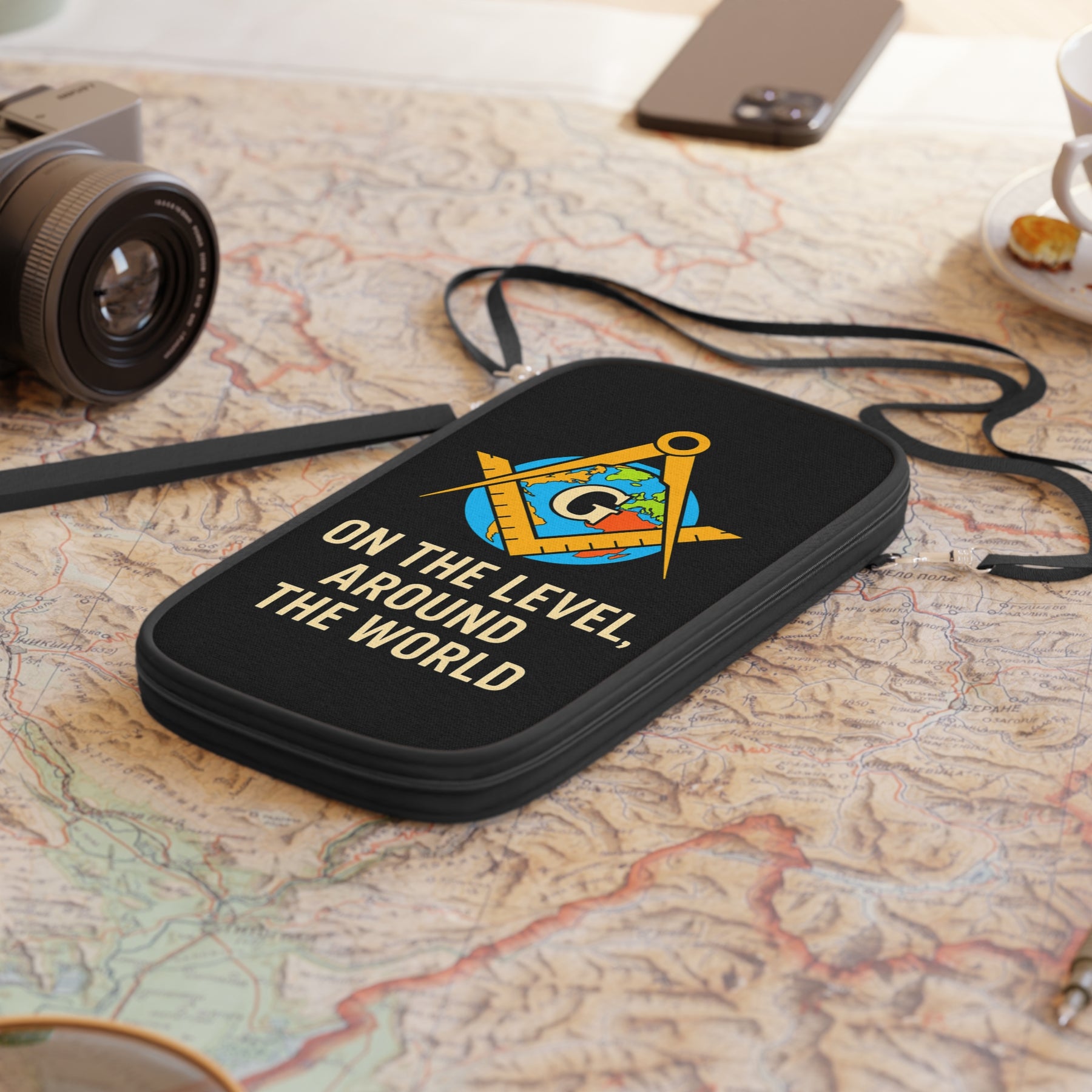 Master Mason Blue Lodge Passport Wallet - On The level Around the world - Bricks Masons