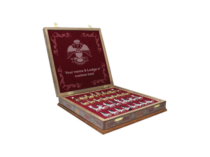 33rd Degree Scottish Rite Chess Set - Wings Down 16.5" (42cm) - Bricks Masons