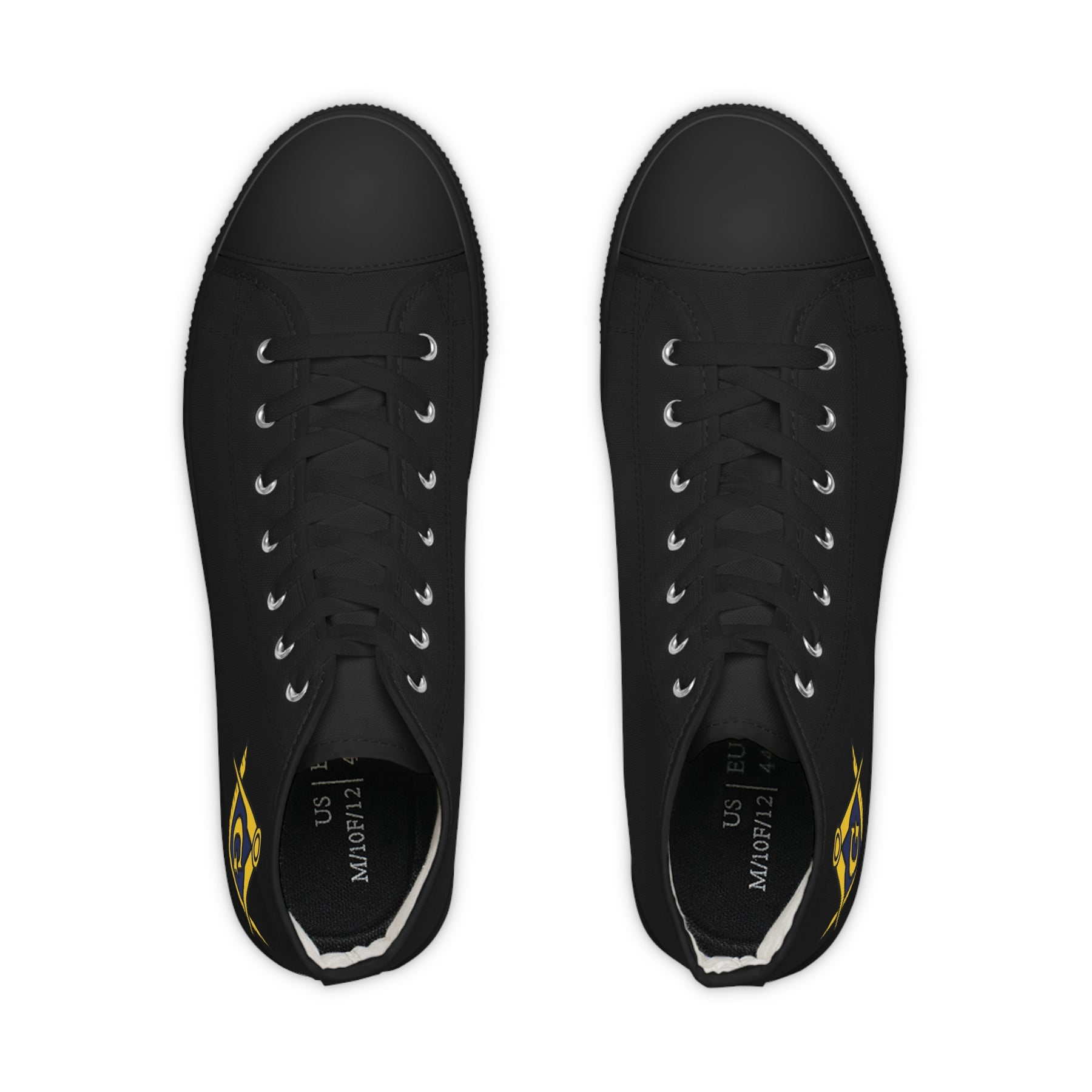 Master Mason Blue Lodge Sneaker - High Top Black & White Sole with Golden S&C G - Bricks Masons