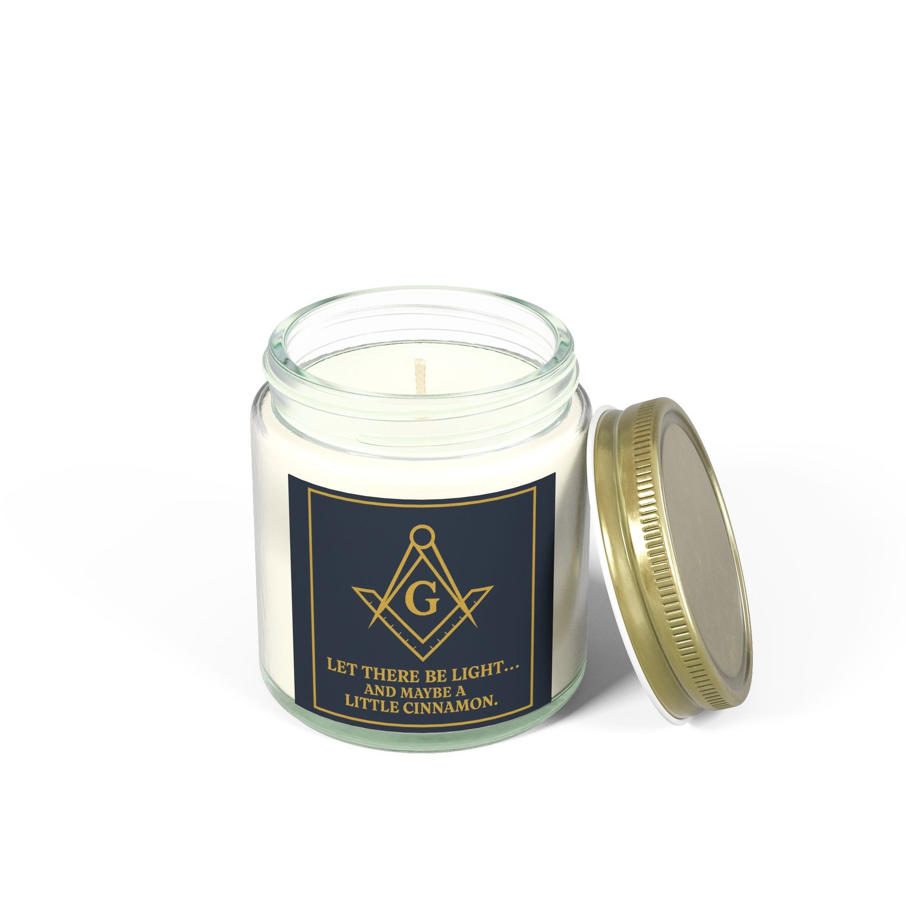 Master Mason Blue Lodge Candle - Let There Be Light Scented Coconut Apricot Wax - Bricks Masons