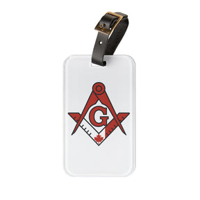 Master Mason Blue Lodge Canada Jurisdiction Luggage Tag - S&C G Black Leather Strap - Bricks Masons