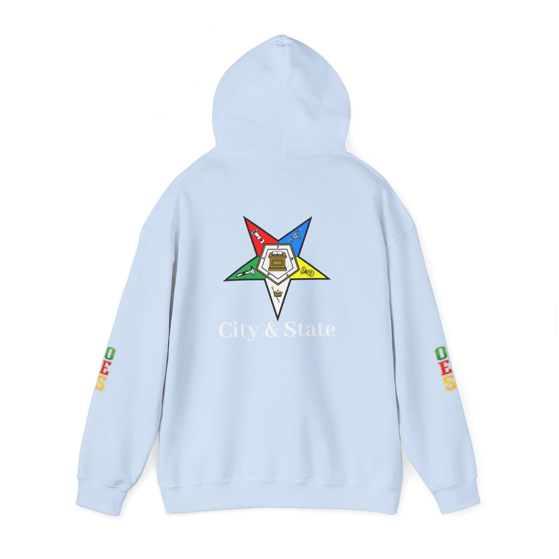 OES Hoodie - Colorful Eastern Star & Initials with Personalization - Bricks Masons