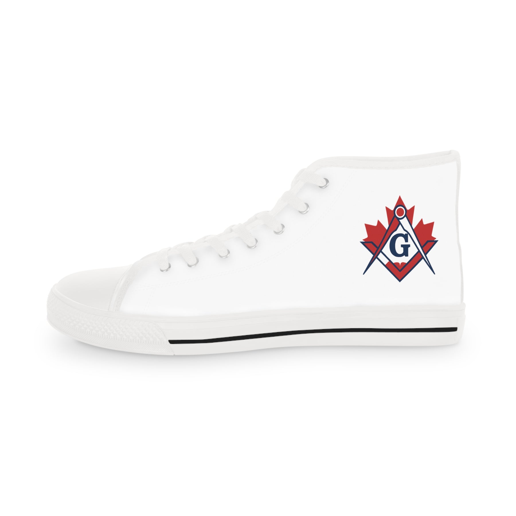 Master Mason Blue Lodge Canada Jurisdiction Sneaker - High Top Black & White Sole Canada Maple Leaf - Bricks Masons