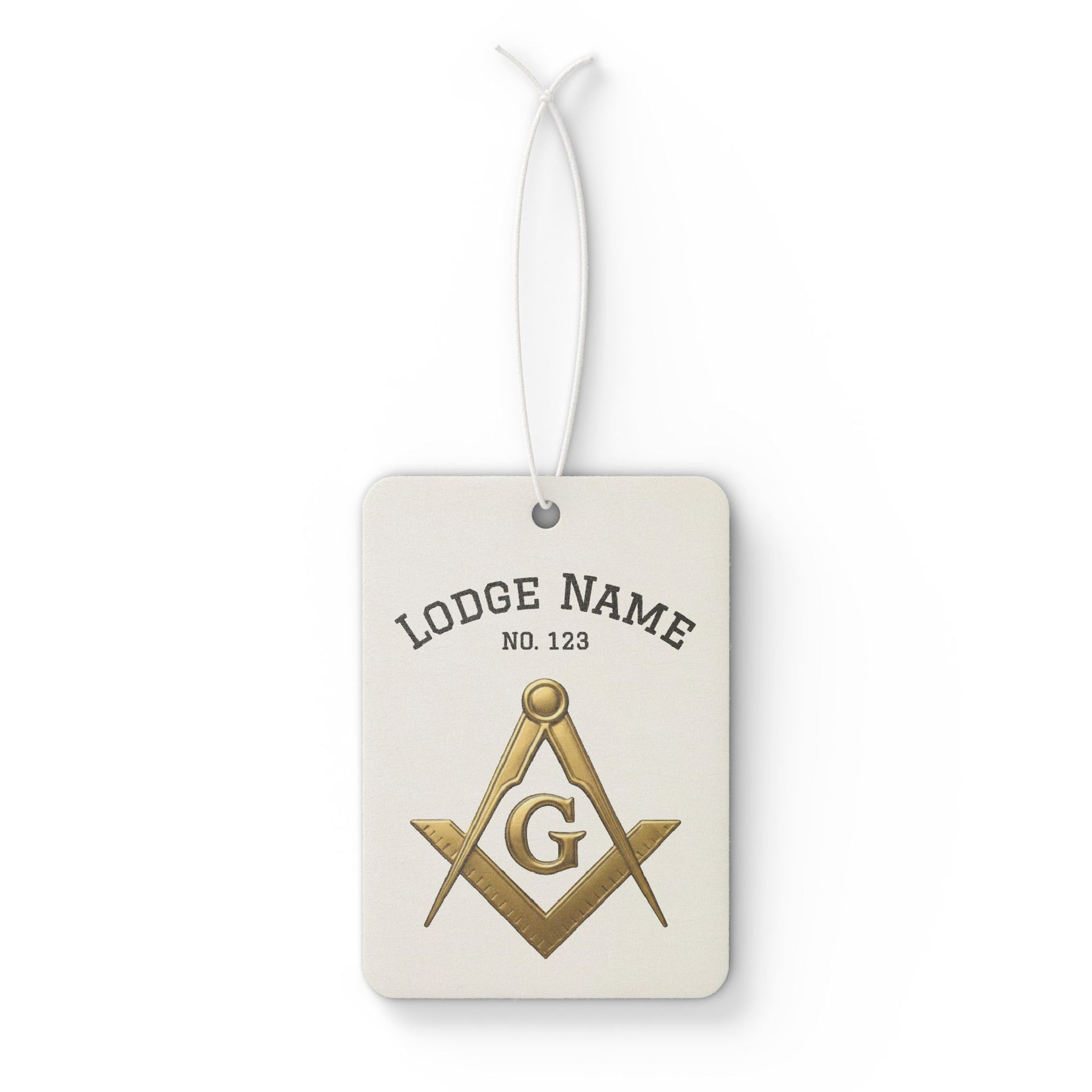 Master Mason Blue Lodge Car Air Freshener - Gold S&C G With Personalization - Bricks Masons