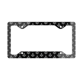 Master Mason Blue Lodge License Plate Frame - Silver Square & Compass with G Pattern - Bricks Masons
