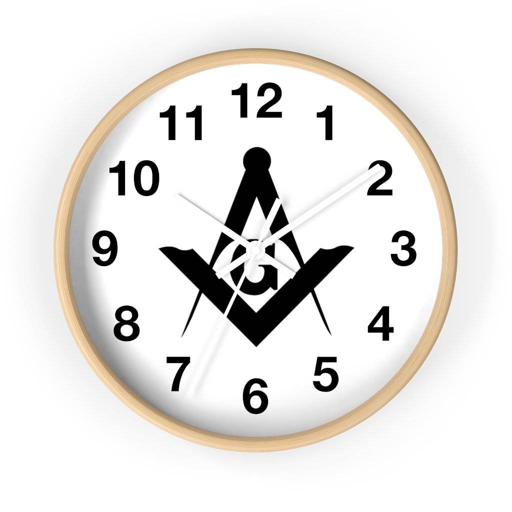 Master Mason Blue Lodge Clock - Wooden Frame Square & Compass G