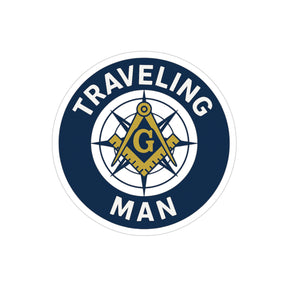 Master Mason Blue Lodge Sticker Decal - Water Resistant Vinyl Traveling Man - Bricks Masons
