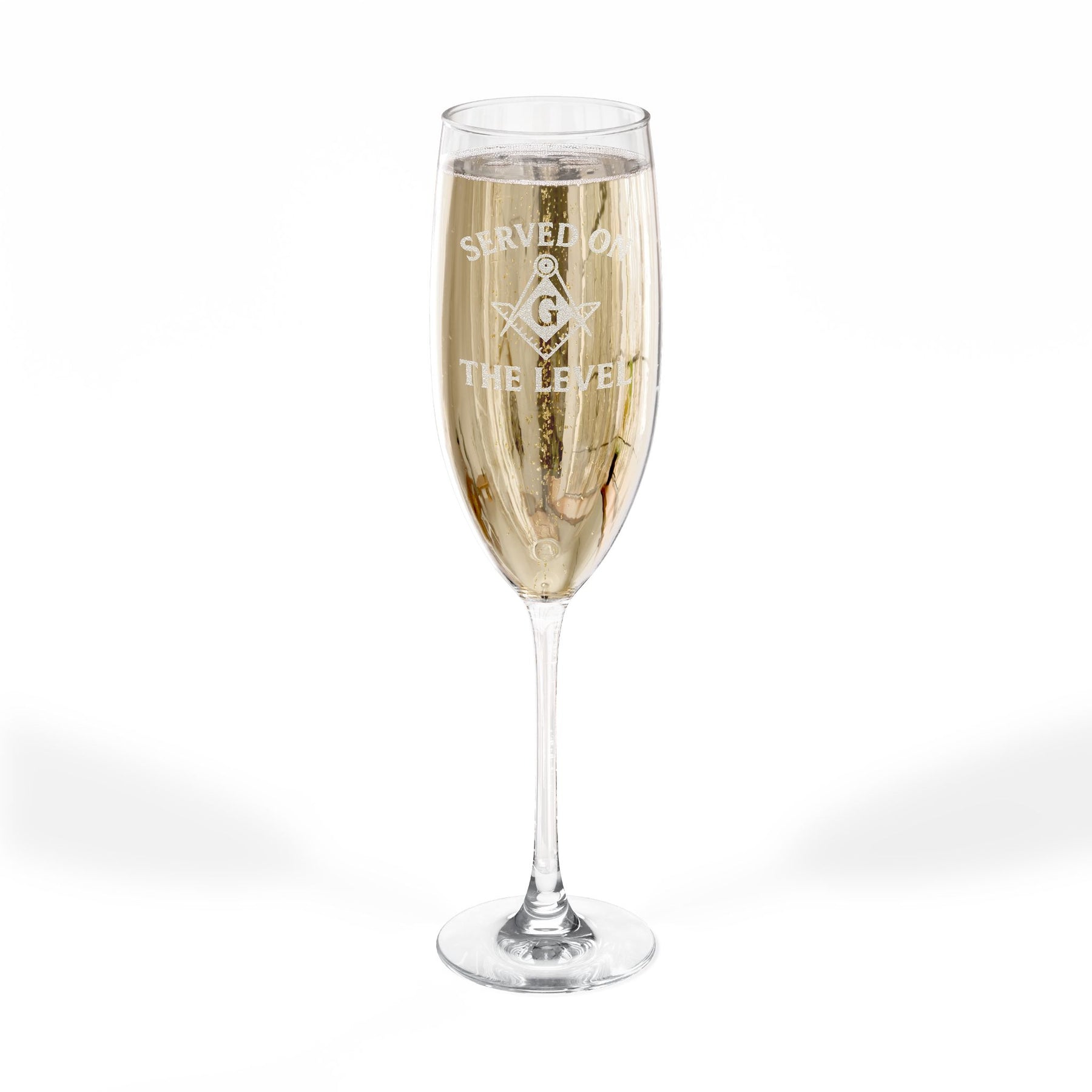 Master Mason Blue Lodge Champagne Flute - Served On The Level Square & Compass G - Bricks Masons
