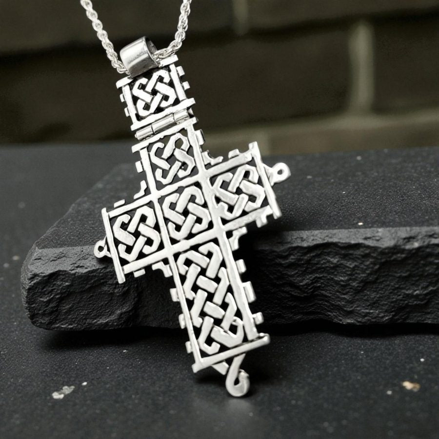 Rastafari Coptic Cross Pendant In Silver 5 X 3 Cm 4 Gr Art 497 - Bricks Masons