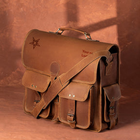 OES Briefcase - Genuine Leather Crazy Horse Finish - Bricks Masons