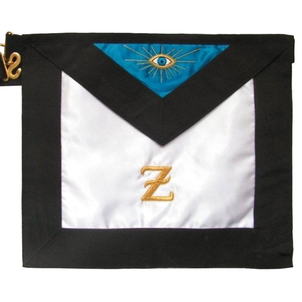 4th Degree Scottish Rite Apron - White, Blue Satin Gold Embroidery - Bricks Masons