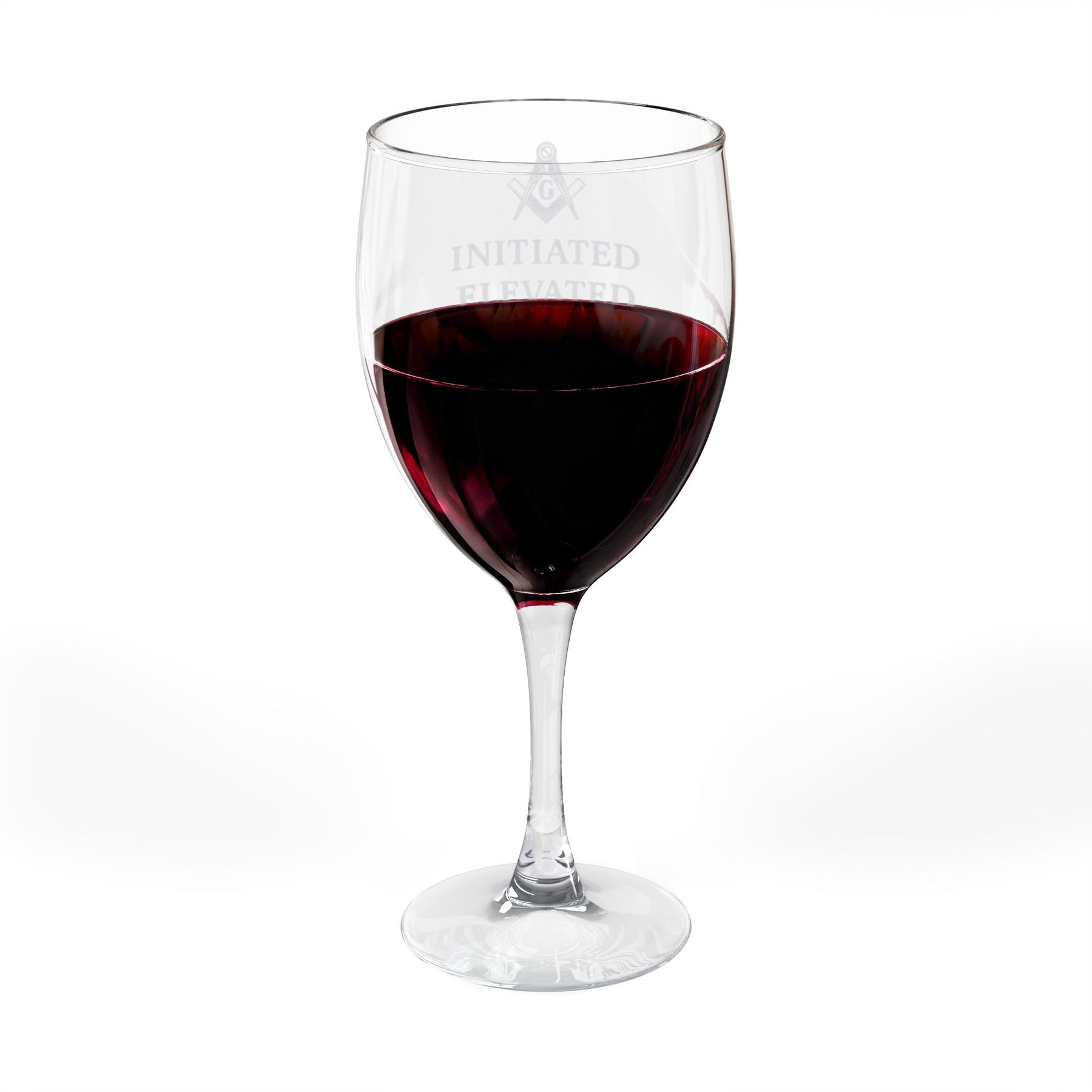 Master Mason Blue Lodge Wine Glass - Square & Compass G Initiated Elevated Celebrated - Bricks Masons