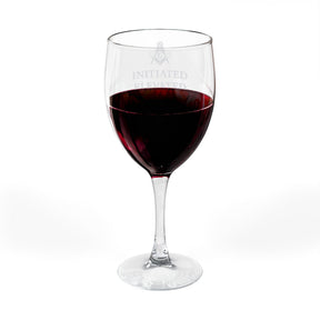 Master Mason Blue Lodge Wine Glass - Square & Compass G Initiated Elevated Celebrated - Bricks Masons