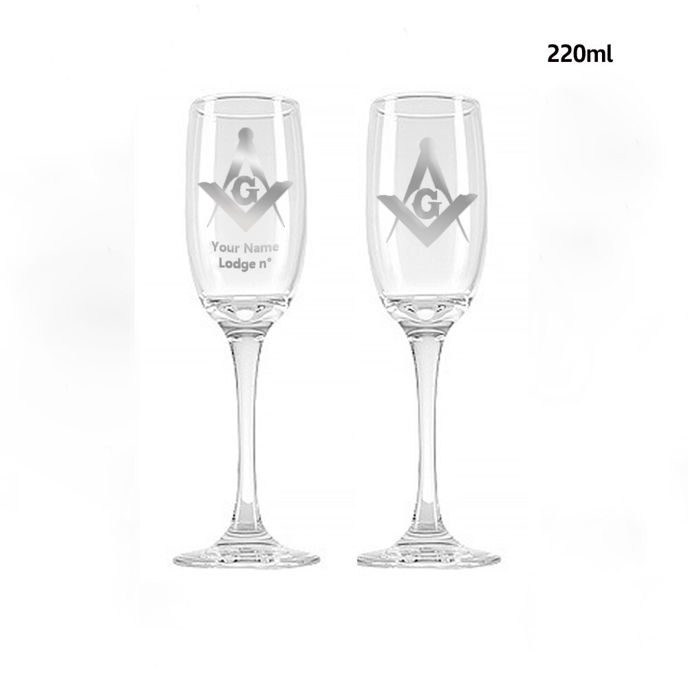 Master Mason Blue Lodge Champagne Flute - 2 Pieces Set