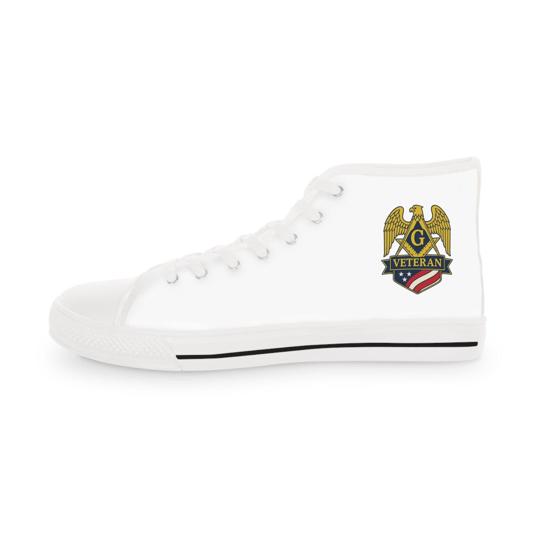 Master Mason Blue Lodge Sneaker - High Top Black & White Sole Veteran Mason - Bricks Masons