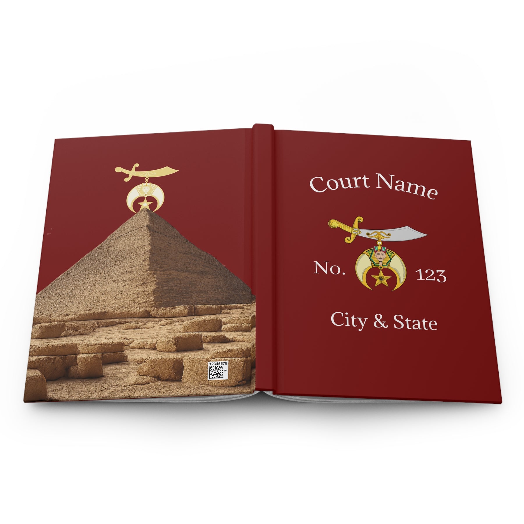 Shriners Journal - Maroon with Scimitar & Crescent Emblem with Customization - Bricks Masons