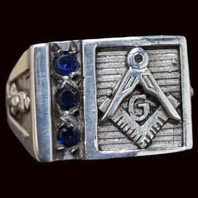 Masonic Master Degree Ring with Masonic Stones Art 66 - Bricks Masons