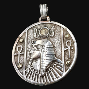 Egyptian Pharaoh Medal in Silver and Gold 5 x 4 cm 11 g Art 676 - Bricks Masons