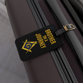 Master Mason Blue Lodge Luggage Tag - Brother On A Journey With Black Leather Strap - Bricks Masons