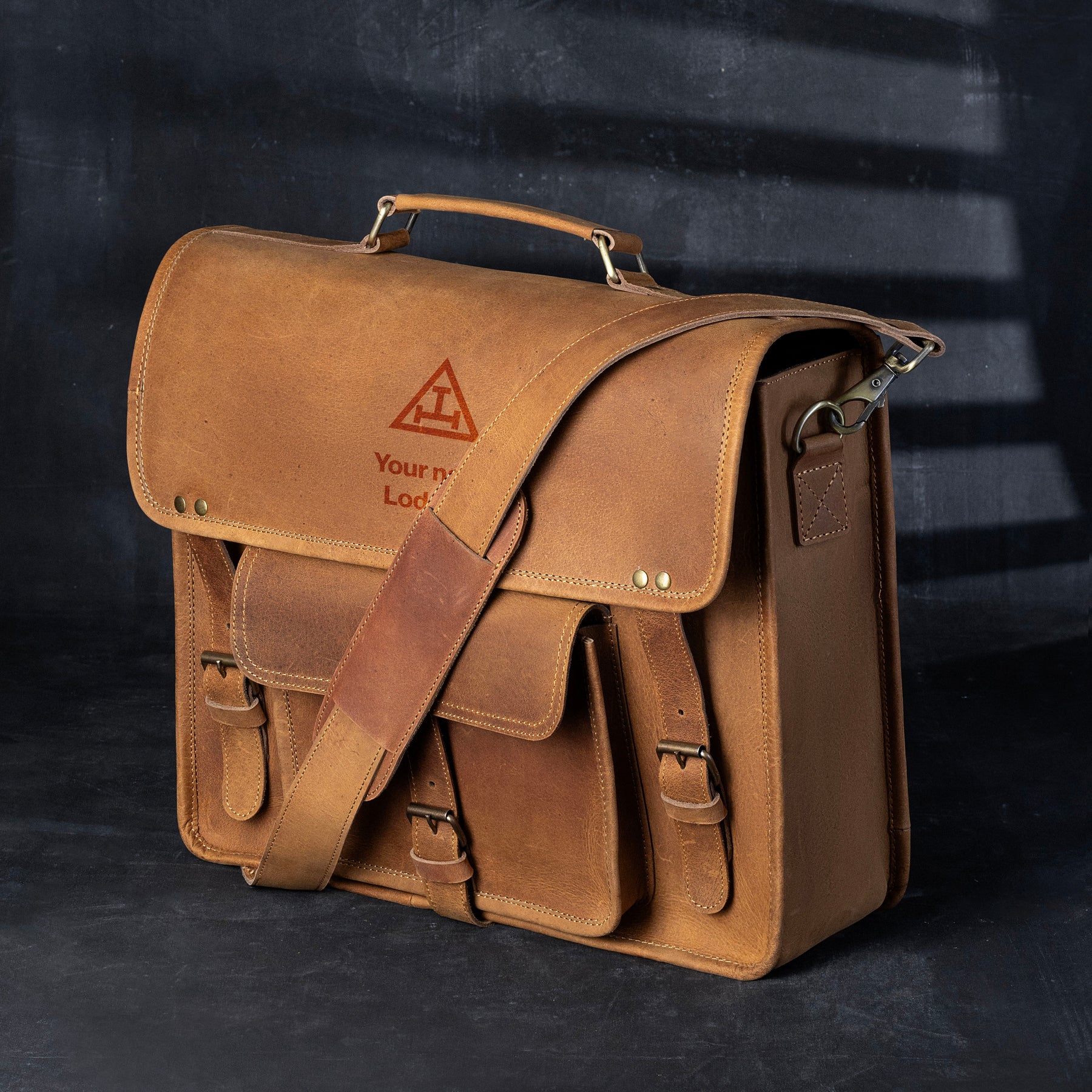 Royal Arch Chapter Briefcase - Genuine Cow Leather - Bricks Masons