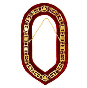 Royal Arch Chapter Chain Collar - Gold Plated on Red Velvet