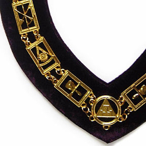 Royal Arch Chapter Chain Collar - Gold Plated on Purple Velvet