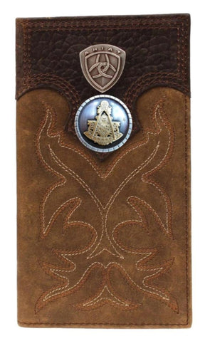 Past Master Blue Lodge Wallet - Square & Compass Tan and Brown - Bricks Masons