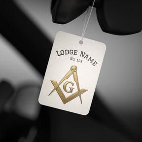 Master Mason Blue Lodge Car Air Freshener - Gold S&C G With Personalization - Bricks Masons